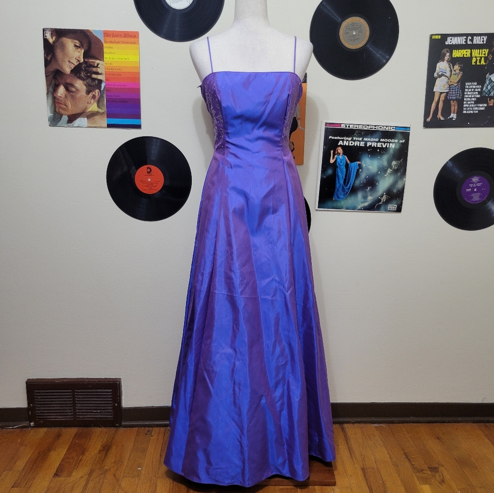 Zum Zum | Y2K Vintage Iridescent Blue Purple Pink Frosted Prom Dress